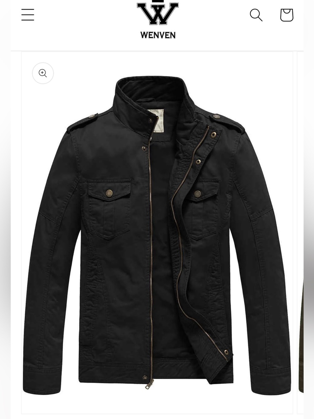 Wenven, Vintage Y2k Black Military-Style Cotton Jacket. Great for Riding, Wind.